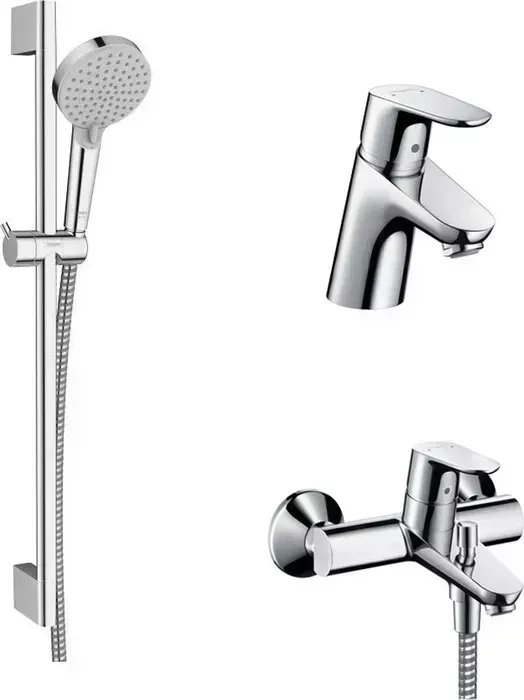 Комплект смесителей Hansgrohe Focus с душевым гарнитуром, хром (31948000, 31733000, 26275000)