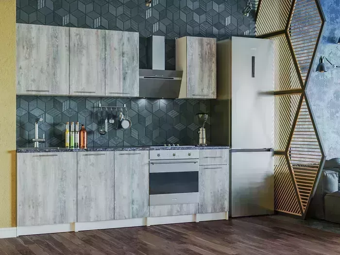 Кухонный гарнитур Mebel Ars Моника 2,4 м (бетон пайн темный) Кухня м