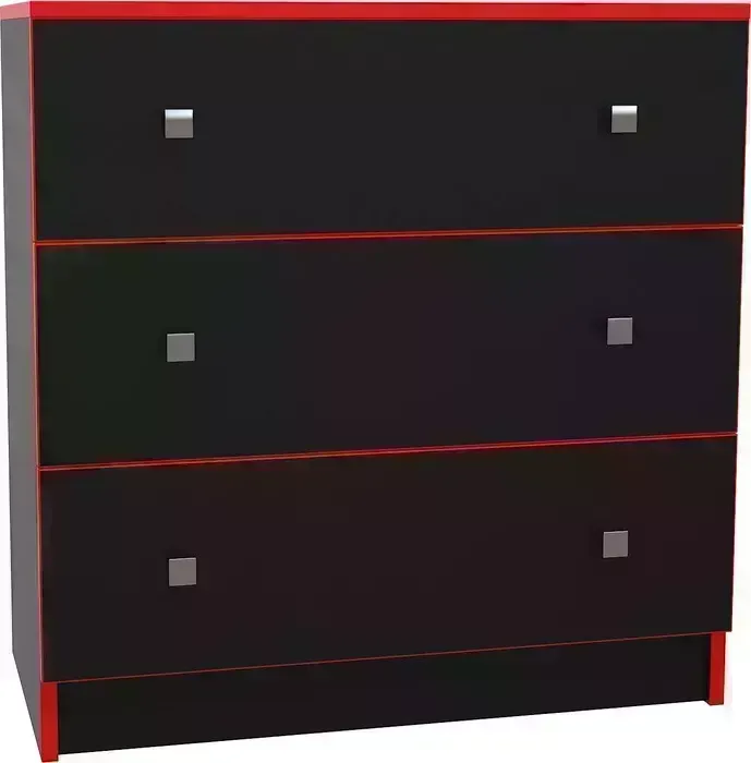 Комод МДК Black 3 ящика Красный (BL - КМ1К) 3 красный -