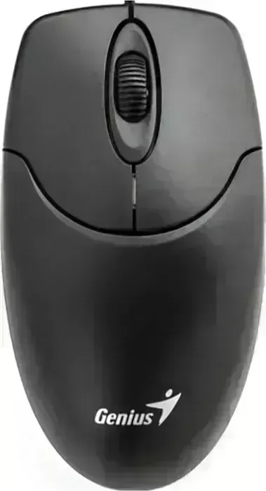 Мышь проводная Genius NetScroll 120 V2, USB, чёрная (black, optical 1000dpi, подходит под обе руки)
