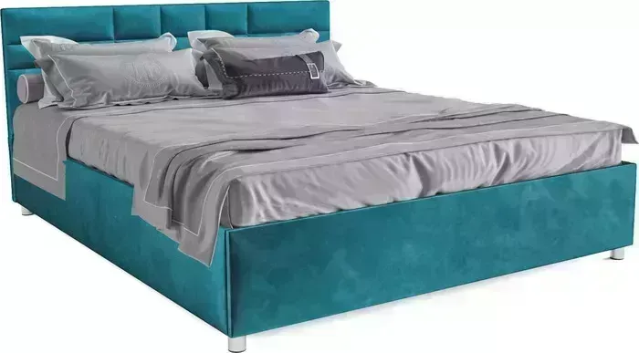 Кровать Mebel Ars Нью-Йорк 160 см (бархат сине-зеленый STAR VELVET 43 BLACK GREEN)