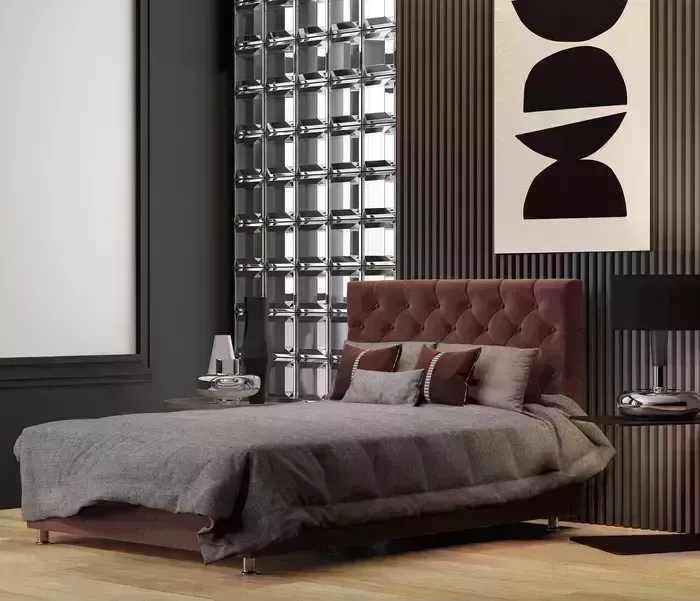 Кровать Шарм-Дизайн двуспальная с подъемным механизмом Шармэль 140 велюр Дрим шоколад