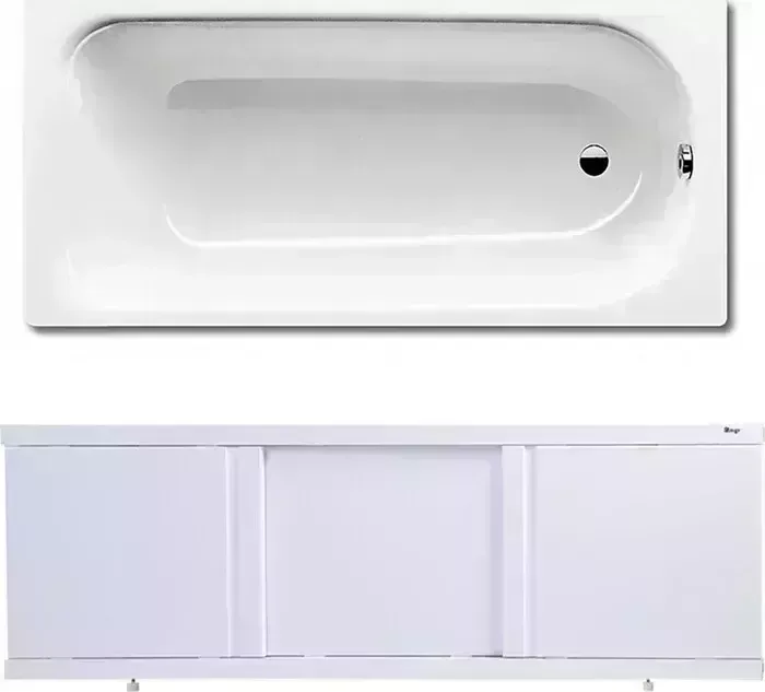 Стальная ванна Kaldewei Eurowa 312-1 170x70 с экраном Emmy Элис и ножками