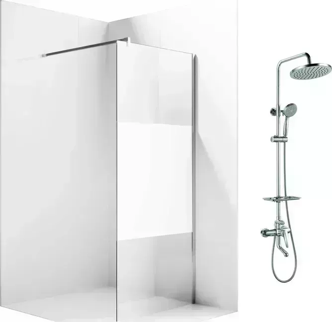 Душевой уголок Ambassador Walk-in 120х100-70 с системой Lemark, прозрачный, матовый, хром (15034125, LM7010C)