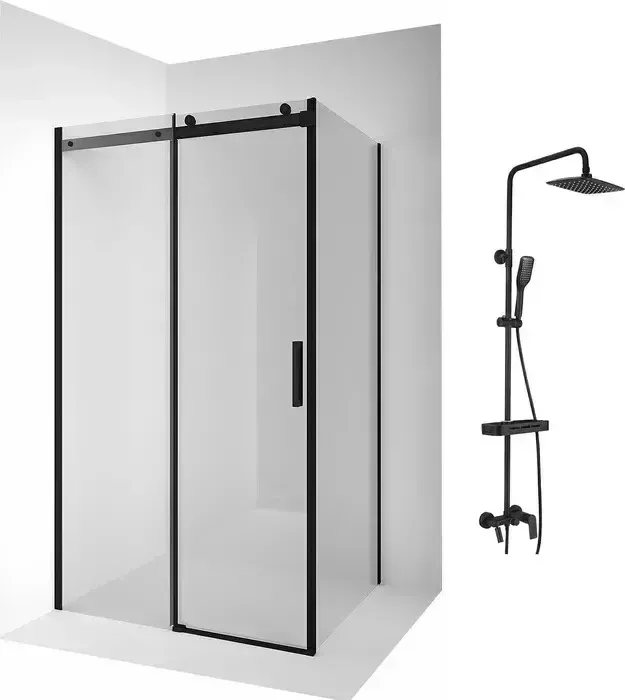 Душевой уголок Ambassador Benefit 130x80 с системой Lemark, прозрачный, черный (19021202HB-80HB, LM7002BL)