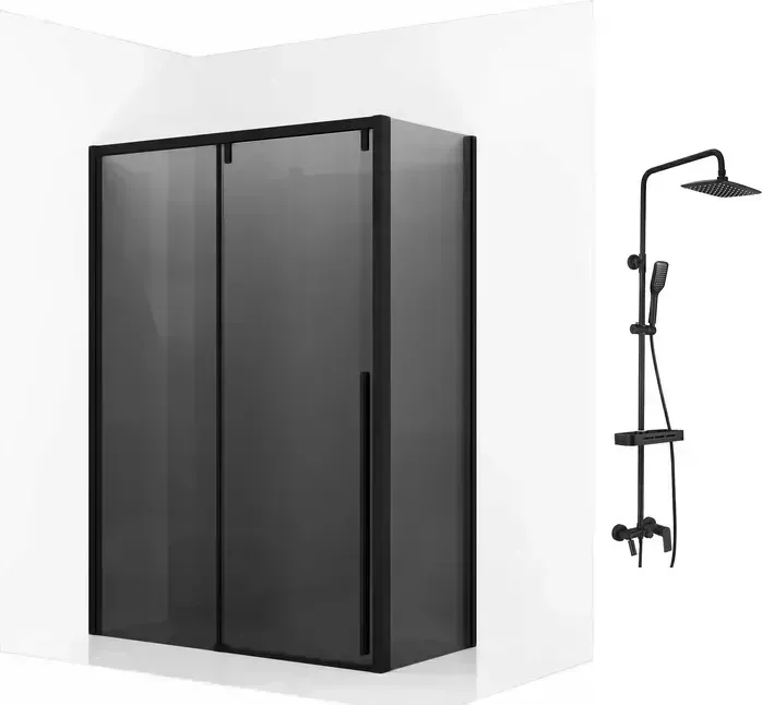 Душевой уголок Ambassador Intense 150x90 с системой Lemark, тонированный, черный (110022204IBB-90IBB, LM7002BL)