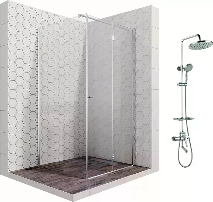 Душевой уголок Ambassador Diamond 100x100 с системой Lemark, правый, прозрачный, хром (12011106R, LM7010C)