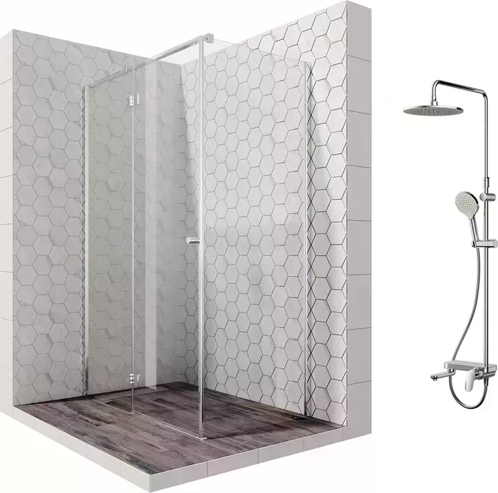 Душевой уголок Ambassador Diamond 120x80 с системой Am.Pm, левый, прозрачный, хром (12011104L, F0780700)