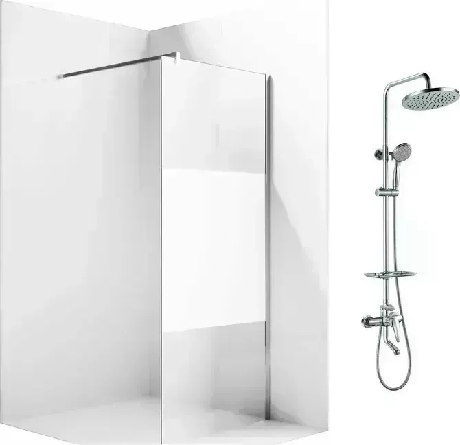 Душевой уголок Ambassador Walk-in 100х100-70 с системой Lemark, прозрачный, матовый, хром (15034127, LM7010C)