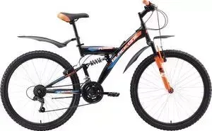 Велосипед BLACK ONE Flash FS 26 чёрный- оранжевый- голубой 18"