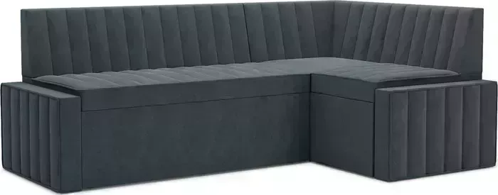 Кухонный диван Mebel Ars Вермут правый угол (велюр серо-синий HB-178 26) 213х82х133 см