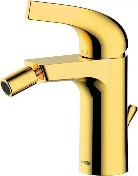 Смеситель для биде Wasserkraft Sauer с донным клапаном, глянцевое золото (7106)