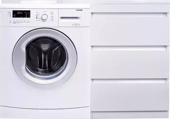 Тумба с раковиной Style line с Даллас Люкс 58 (120R) три ящика, под стиральную машину, белая (2000949234298, 2000949095851)