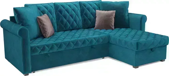 Диван угловой Mebel Ars Берлин (бархат сине-зеленый STAR VELVET 43 BLACK GREEN)