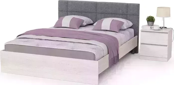 Спальня Моби Ника 11.37 Кровать + ортопед + 16.02 Тумба, цвет ясень анкор светлый