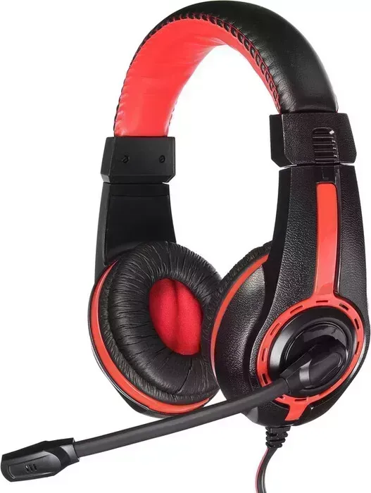 Наушники Oklick с микрофоном HS-L200 черный/красный 2.2м накладные оголовье (359484)