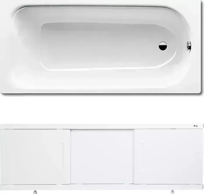 Стальная ванна Kaldewei Saniform Plus 362-1 Easy-Clean, Anti-Slip 160x70 с экраном Emmy Соната и ножками