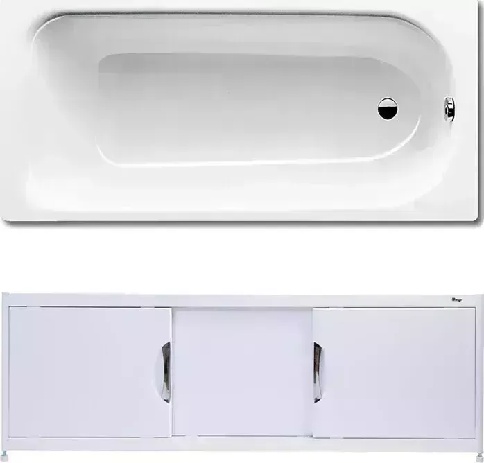 Стальная ванна Kaldewei Saniform Plus 362-1 Easy-Clean, Anti-Slip 160x70 с экраном Emmy Малибу и ножками