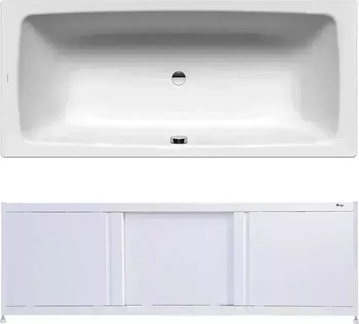 Стальная ванна Kaldewei Cayono Duo 725 Antislip, Easy Clean 180x80 с экраном Emmy Бриз и ножками