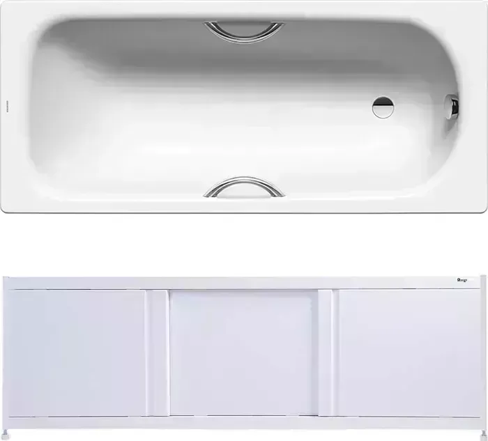 Стальная ванна Kaldewei Saniform Plus Star 335 Antislip, Easy Clean 170x70 с экраном Emmy Бриз, ножками и ручками
