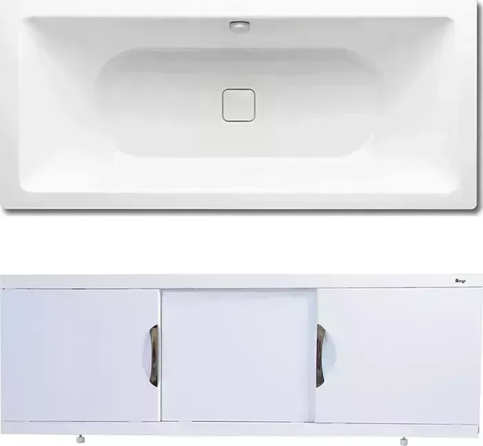 Стальная ванна Kaldewei Conoduo 733 Easy-Clean 180x80 с экраном Emmy Валенсия и ножками