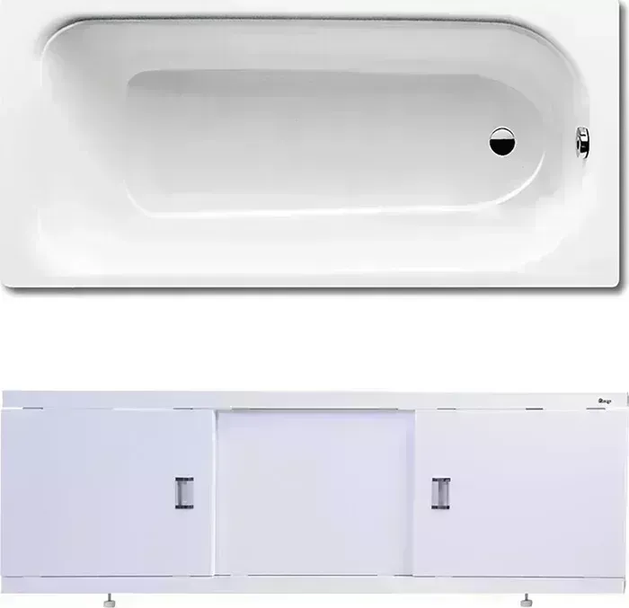 Стальная ванна Kaldewei Saniform Plus 362-1 Easy-Clean 160x70 с экраном Emmy Виктория и ножками