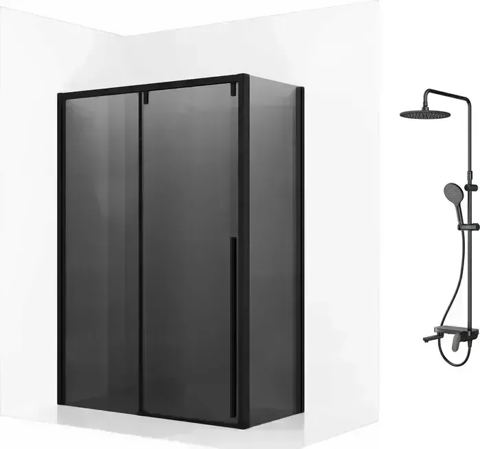 Душевой уголок Ambassador Intense 130x110 с системой Am.Pm, тонированный, черный (110022202IBB-110IBB, F0780722)