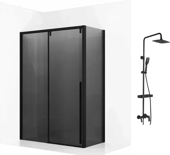 Душевой уголок Ambassador Intense 150x100 с системой Lemark, тонированный, черный (110022204IBB-100IBB, LM7002BL)
