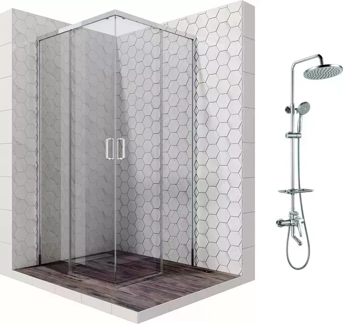 Душевой уголок Ambassador Queen 100x100 с системой Lemark, прозрачный, хром (11011105, LM7010C)