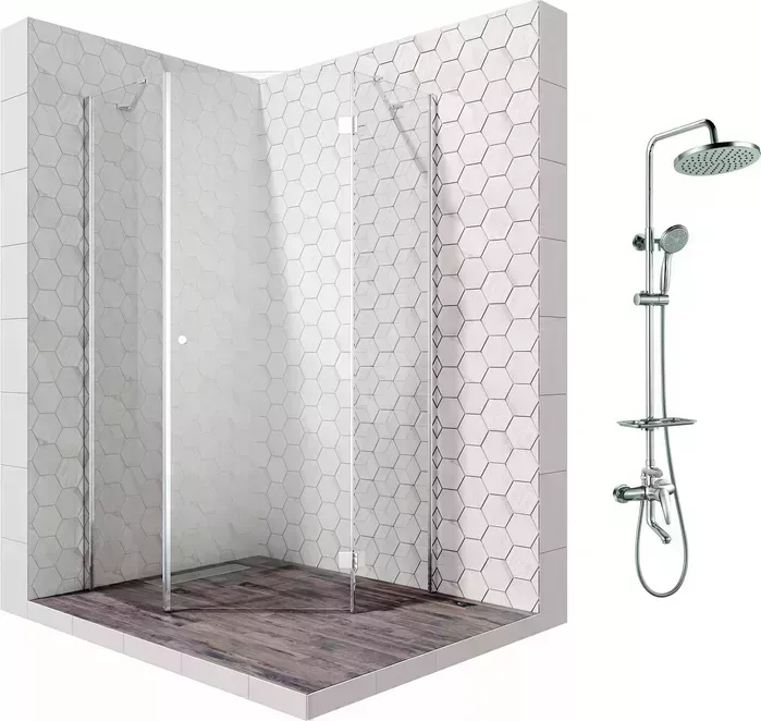 Душевой уголок Ambassador Diamond 100x100 с системой Lemark, правый, прозрачный, хром (12011112R, LM7010C)