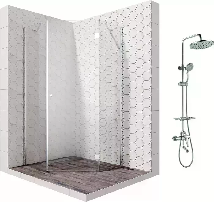 Душевой уголок Ambassador Diamond 90x90 с системой Lemark, правый, прозрачный, хром (12011111R, LM7010C)