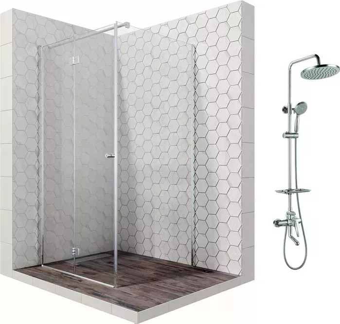 Душевой уголок Ambassador Diamond 100x100 с системой Lemark, левый, прозрачный, хром (12011106L, LM7010C)