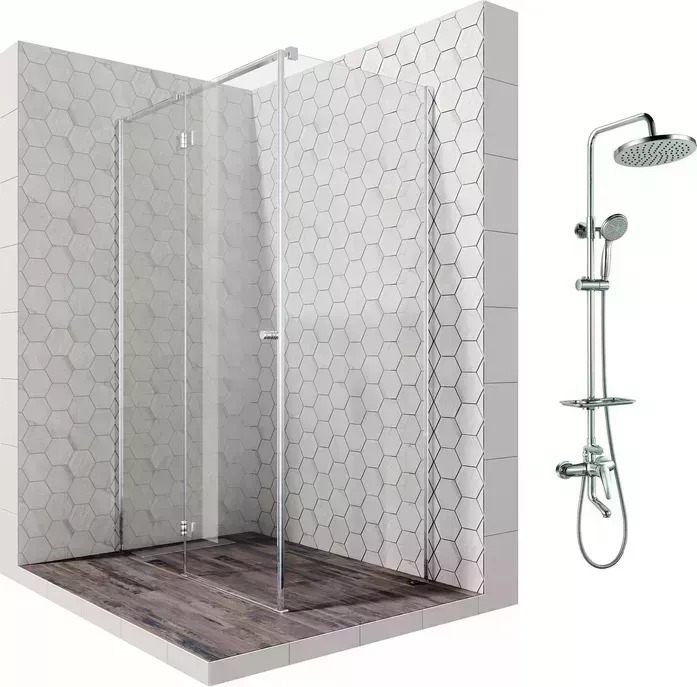 Душевой уголок Ambassador Diamond 120x80 с системой Lemark, левый, прозрачный, хром (12011104L, LM7010C)