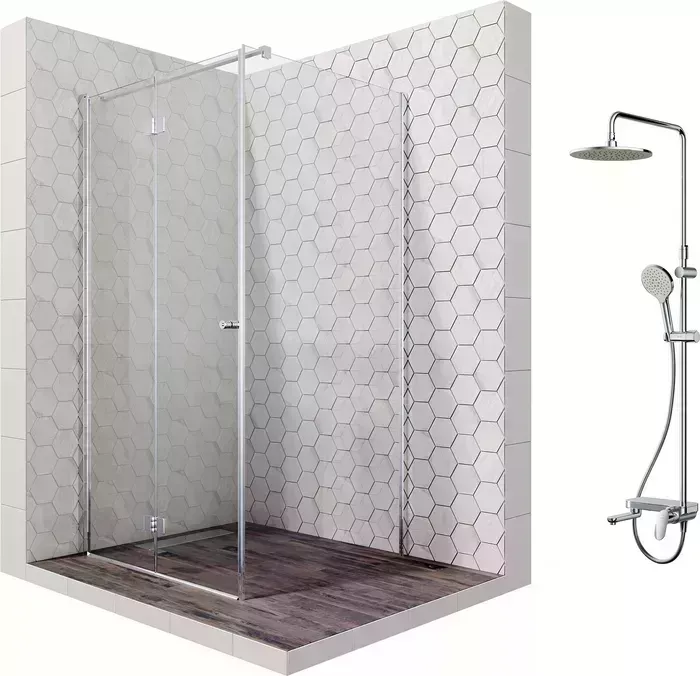 Душевой уголок Ambassador Diamond 90x90 с системой Am.Pm, левый, прозрачный, хром (12011105L, F0780700)