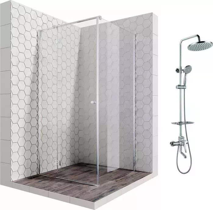 Душевой уголок Ambassador Diamond 100x100 с системой Lemark, левый, прозрачный, хром (12011103L, LM7010C)