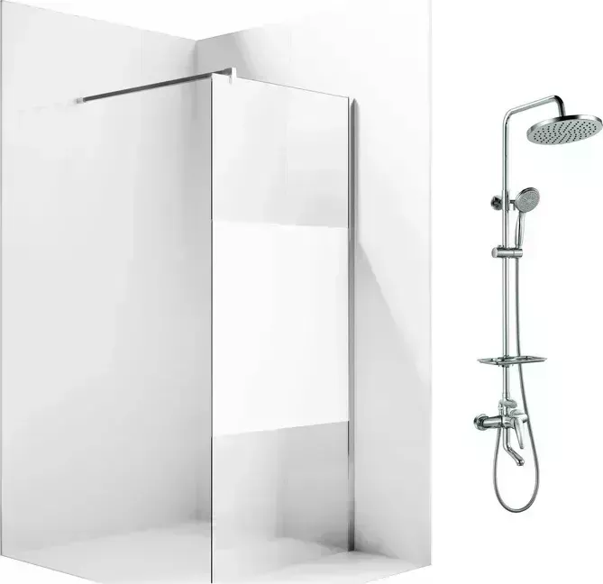 Душевой уголок Ambassador Walk-in 80х100-70 с системой Lemark, прозрачный, матовый, хром (15034129, LM7010C)