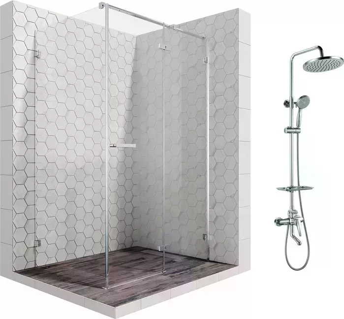Душевой уголок Ambassador Abner 120x80 с системой Lemark, прозрачный, хром (10011103R, LM7010C)
