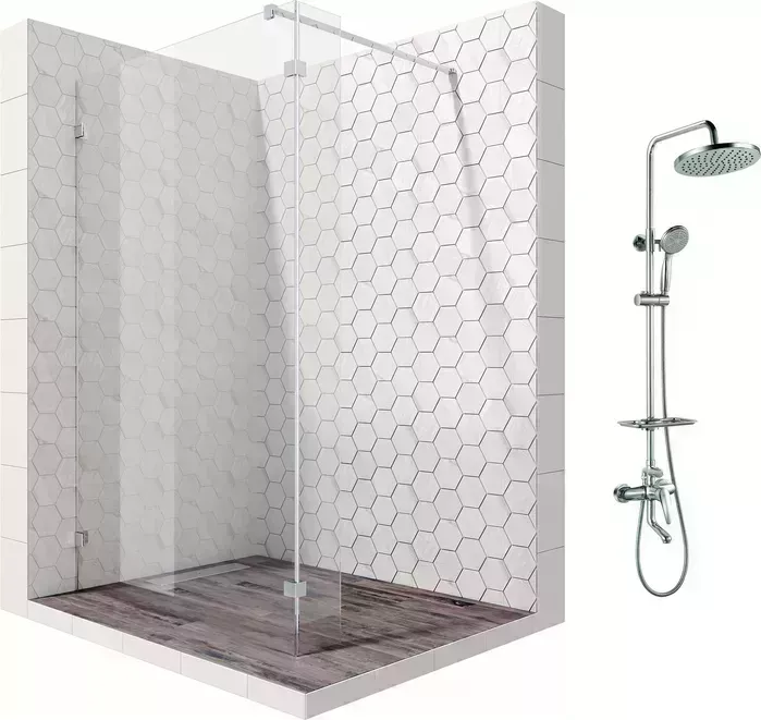 Душевой уголок Ambassador Walk-in 110x100-70 с системой Lemark, прозрачный, хром (15031107, LM7010C)