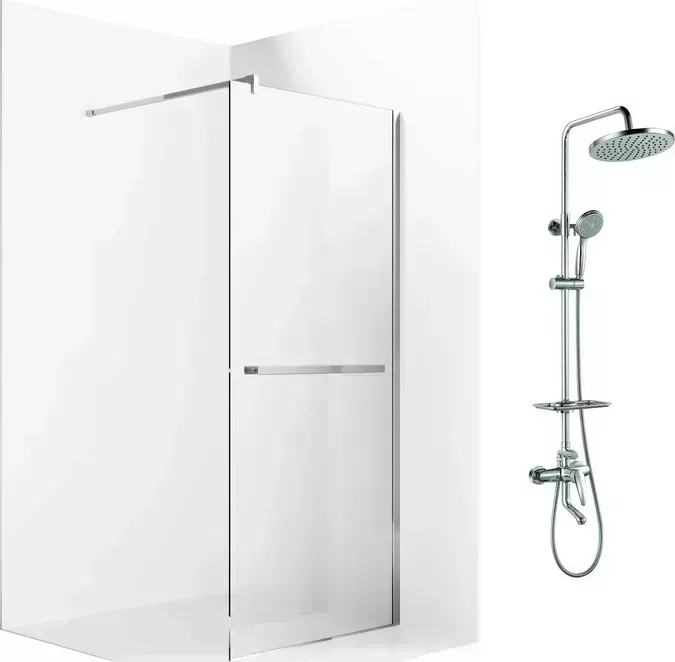 Душевой уголок Ambassador Walk-in 120х100-70 с душевой системой Lemark, прозрачный, хром (15031133, LM7010C)