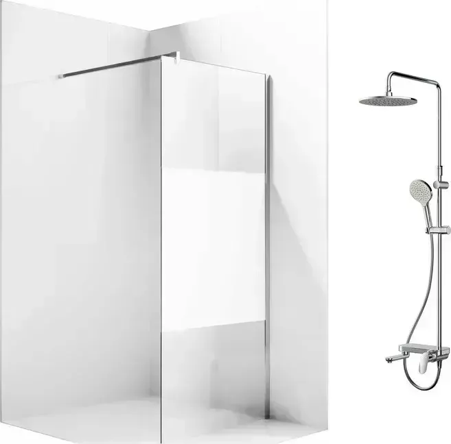 Душевой уголок Ambassador Walk-in 110х100-70 с системой Am.Pm, прозрачный, матовый, хром (15034126, F0780700)