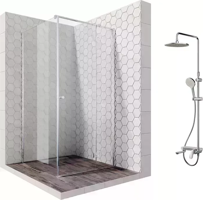 Душевой уголок Ambassador Diamond 100x100 с системой Am.Pm, правый, прозрачный, хром (12011103R, F0780700)