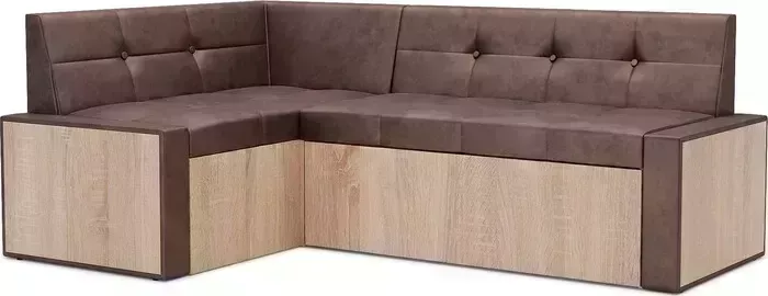 Кухонный диван Mebel Ars Таллин левый угол (бархат серо-шоколадный STAR VELVET 60 COFFEE) 210х83х140 см