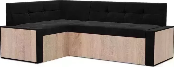 Кухонный диван Mebel Ars Таллин левый угол (велюр черный НВ-178 17) 210х83х140 см