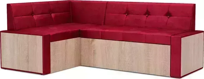 Кухонный диван Mebel Ars Таллин левый угол (бархат красный STAR VELVET 3 DARK RED) 210х83х140 см