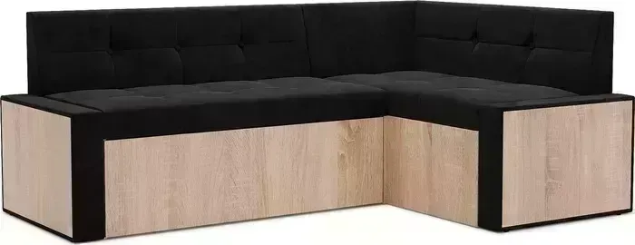 Кухонный диван Mebel Ars Таллин правый угол (велюр черный НВ-178 17) 210х83х140 см