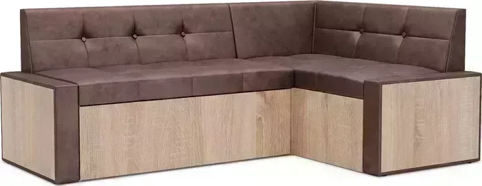 Кухонный диван Mebel Ars Таллин правый угол (бархат серо-шоколадный STAR VELVET 60 COFFEE) 190х83х120 см