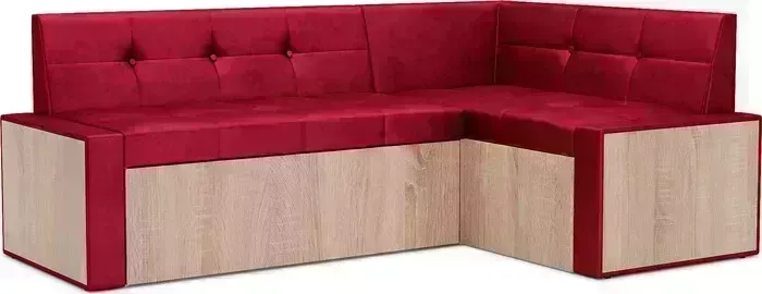 Кухонный диван Mebel Ars Таллин правый угол (бархат красный STAR VELVET 3 DARK RED) 210х83х140 см