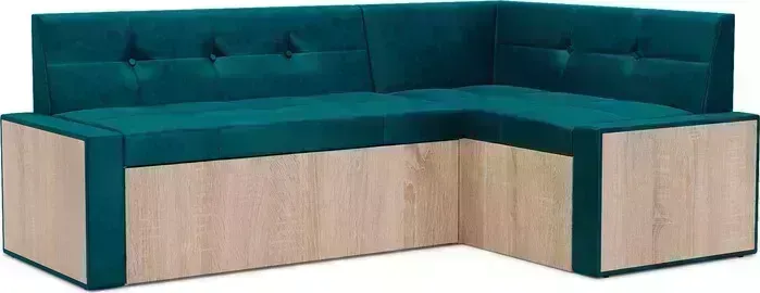Кухонный диван Mebel Ars Таллин правый угол (бархат сине-зеленый STAR VELVET 43 BLACK GREEN) 210х83х140 см