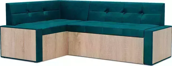 Кухонный диван Mebel Ars Таллин левый угол (бархат сине-зеленый STAR VELVET 43 BLACK GREEN) 190х83х120 см