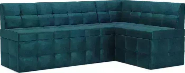 Кухонный диван Mebel Ars Атлантис правый угол (бархат сине-зеленый STAR VELVET 43 BLACK GREEN) 212х84х135 см